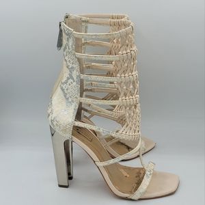 BCBGMaxAzria- Post Macrame Python Gladiator Sandals